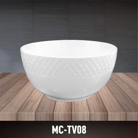 bát sứ màu trắng hoă văn vằn Minh Châu sứcao cấp MC-TV08