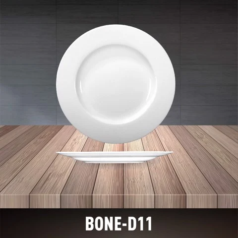 Đĩa sứ trắng tròn sứ xương Minh châu BONE-D11