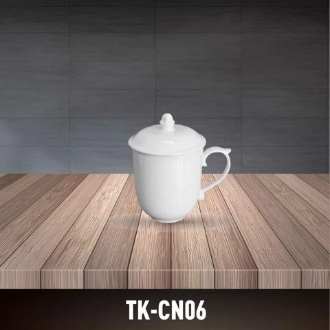TK-CN06 Cốc cà phê cốc nước có quaicó nắp sứ Trung Kiên