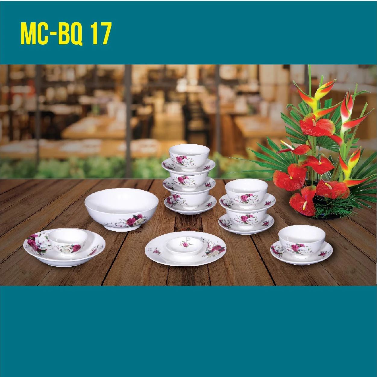 MC-BQ 17-05 Bộ quà tặng 17 sản phẩm sứ xương cao cấp Minh Châu Hảo Cảnh