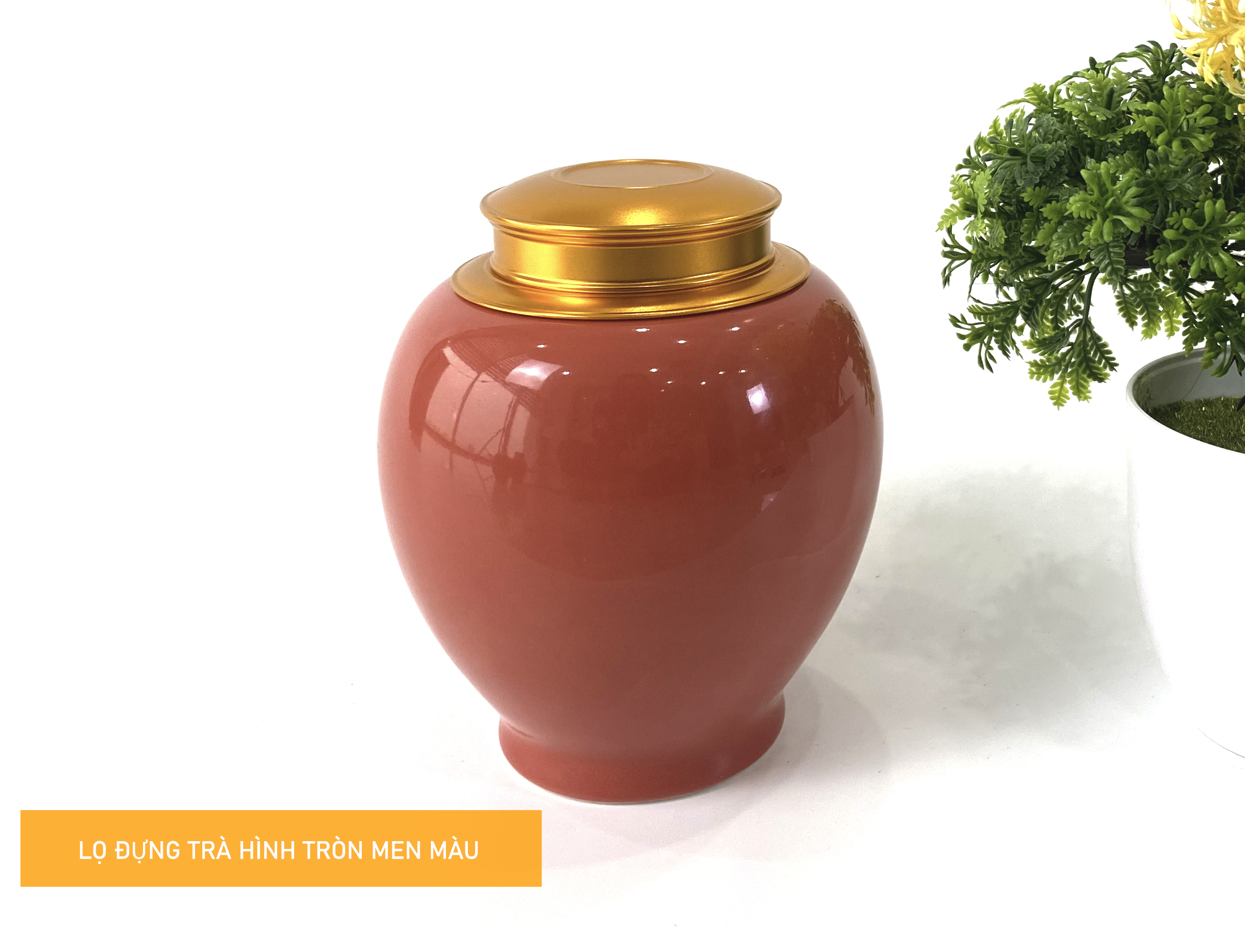 Lọ trà tròn men nâu